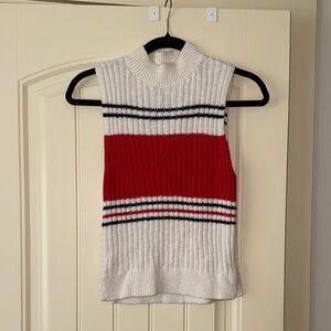 Abercrombie & Fitch Red and White Striped Sleeveless Top